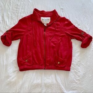 AMERICAN RAG Red Zip Up Cargo style Jacket